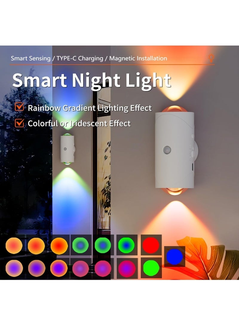 RGB Gradient Ambient Night Light – smart human motion sensor, magnetic charging, color-changing wall lamp for home decor (single unit) - Image 1