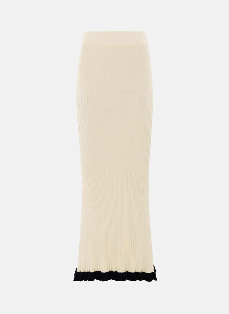 Lichi  Rib-knit midi skirt with contrasting ruffles for Women | Best Price UAE