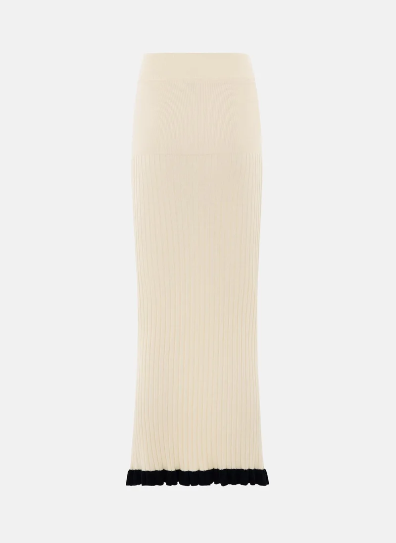 ليتشي تنورة ميدي مضلعة مع كشكش متباين