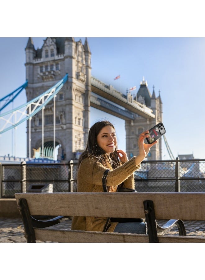 LEVELO Vallo PU leather Case iPhone 17 Pro With London Embroidery Design / Scratch & Wear Resistant / Raised Bezels for Camera & Screen / Shock-Resistant Bumper - Midnight Black - Image 2