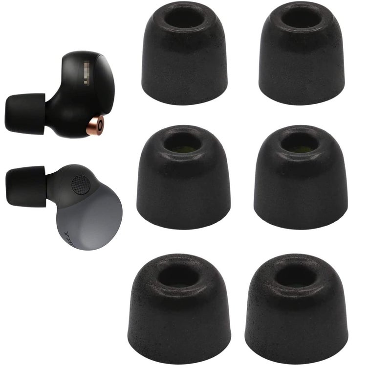 JNSA Replacement Memory Foam Ear Tips Noise Canceling Foam Ear Tip Compatible with Sony WF-1000XM4 / 1000XM5 Earbud Headphones, [Fit in Case],L/M/S 3 Size 3 Pairs,Black (Foam4XM4B3P) - Image 1