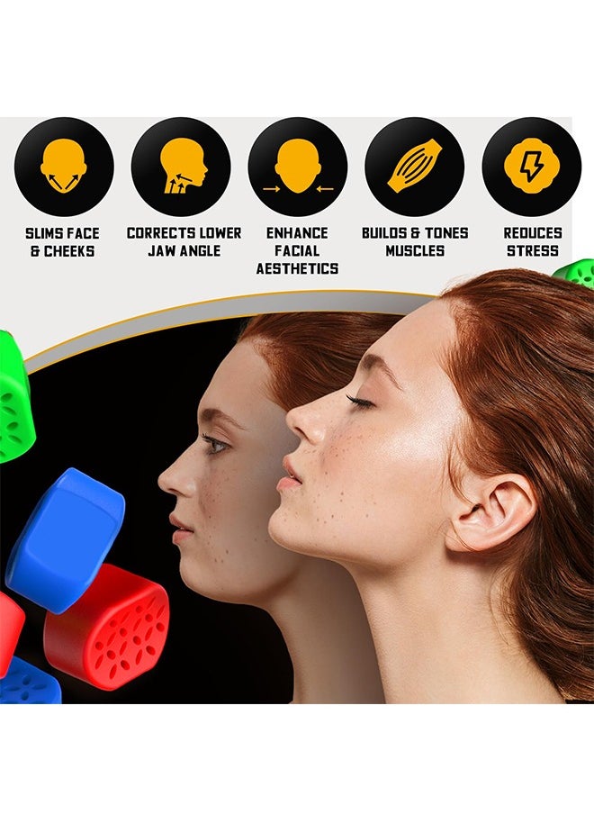 Jaw Exerciser, Powerful Jaw Trainer, Define Your Jawline, Slim and Tone Your Face, 3 Different Resistance Levels, Double Chin Reducer Eliminator, Look Younger, Silicone material is safer(6 Pcs)