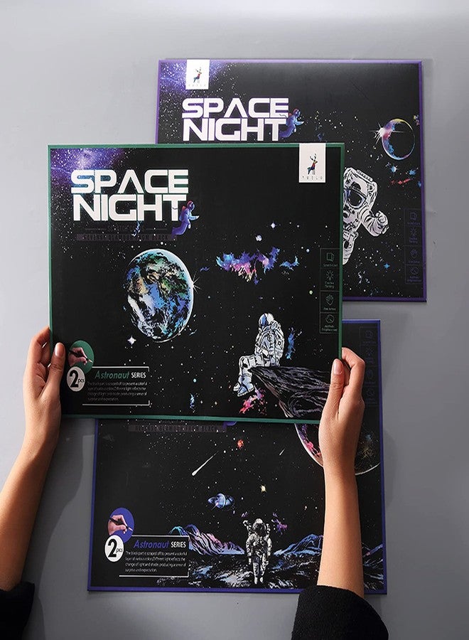 VTEAS 3 Pack Scratch Art Paper Set (16"x11.2") Space Series Series Creative Rainbow Sketches Engraving Craft Kit for Kids & Adults - Cosmos, Astronauts, Starry Sky Painting - 5 Tools: Drawing Pens, Brush - Image 2