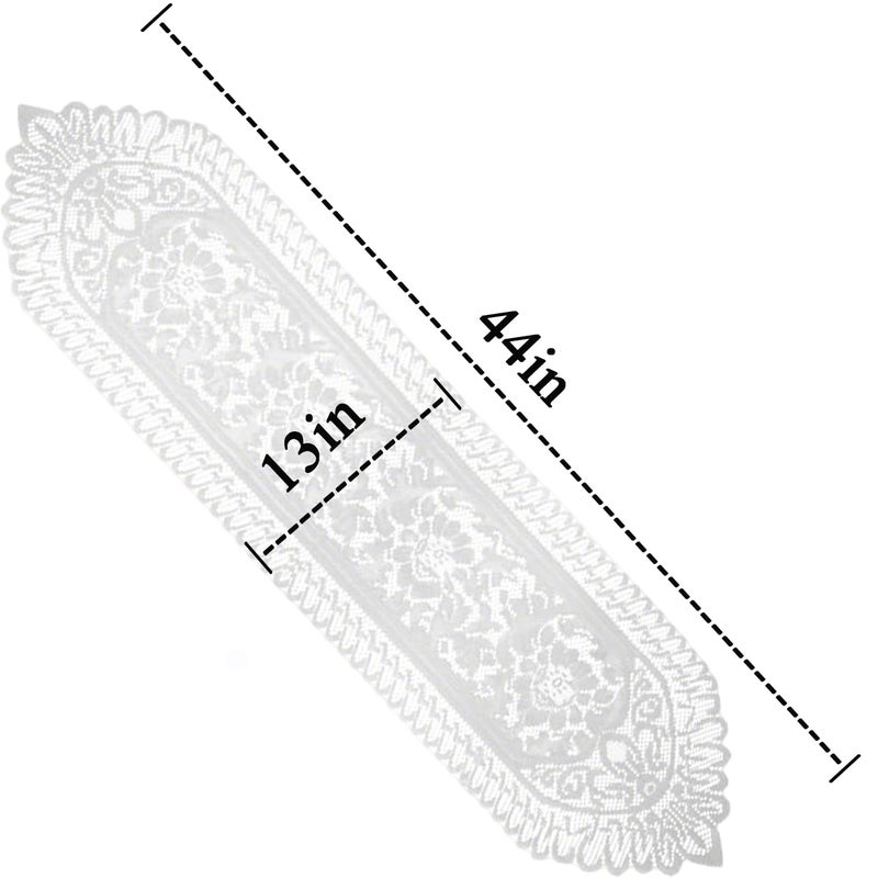 Tinsow 2 Pack Cotton Crochet Lace Rectangular Table Runner Dresser Scarf Doilies (White Style, 13" X 44") - Image 2