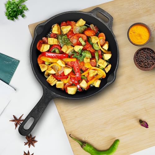 SOLARA Premium Cast Iron Frying Pan 10 Inch/25 Cm with Handle, Castiron Fry Pan 2.1Kg, 100% Pure and Toxin-Free Cast-Iron Fish Fry Pan/Skillet - Image 1