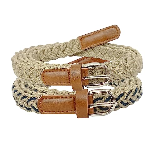Aakriti Women Cotton Braided Hand Made Casual Belt for Ladies | Handwoven for Long Shirt and Dresses (BG -BADGE- BLUE) - Image 1