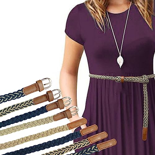 Aakriti Women Cotton Braided Hand Made Casual Belt for Ladies | Handwoven for Long Shirt and Dresses (BG -BADGE- BLUE) - Image 2
