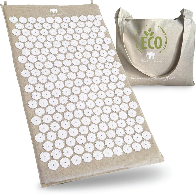 BED OF NAILS Original Comfortable Eco Premium Acupressure Mat, 8,820 Acupuncture Pressure Points, Back Pain Relief, Increased Energy, Relaxation, Muscle Recovery, FSA/HSA Eligible with Tote Bag, 29x16