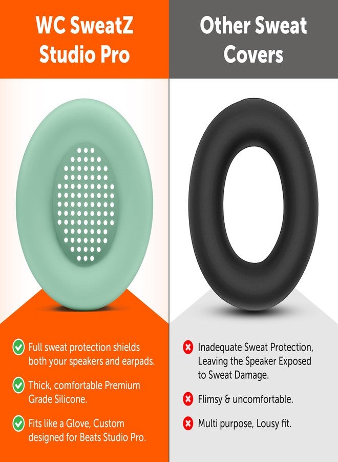 WC SweatZ Studio Pro - Patented Protective Silicone Earpad Covers for Beats Studio Pro Made by Wicked Cushions | Sweatproof & Easily Washable | Green - Image 3
