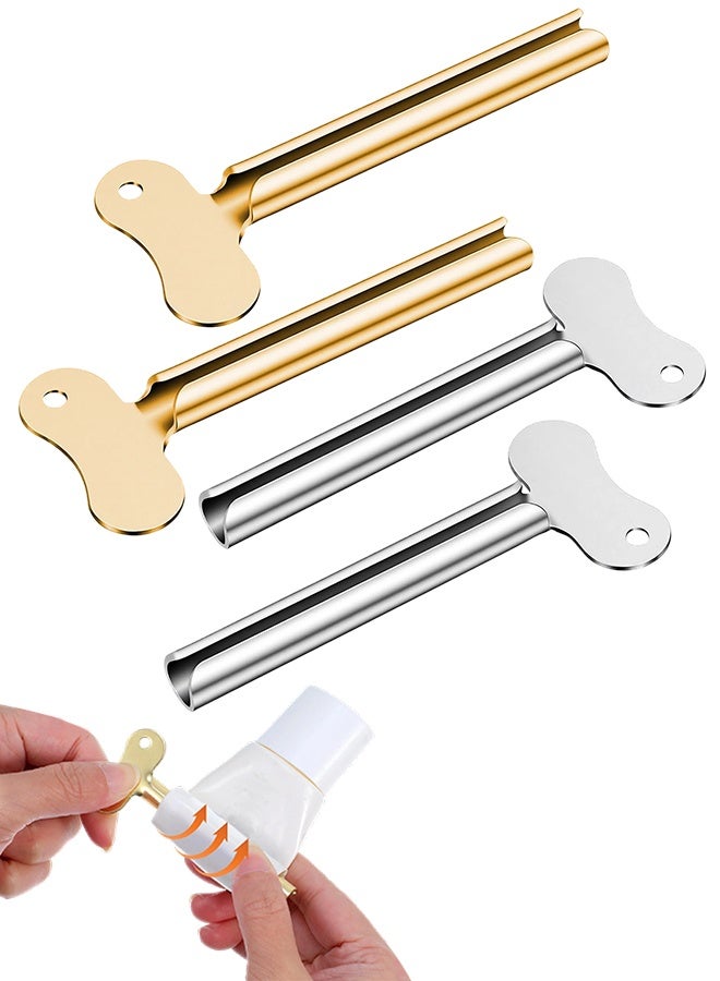 4 Pcs Durable Stainless Steel Metal Tube Squeezer Keys, Multipurpose Tube Squeezing Tool for Salon & Daily Use, Suitable for Toothpaste, Paint, Cream, Cosmetic & Hair Dye - Image 1