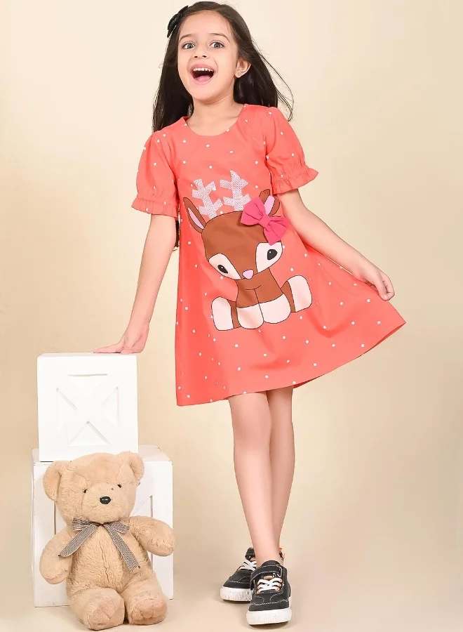 LILPICKS Reindeer Print Dress