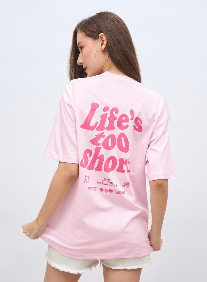 ستايلي تيشيرت فضفاض بأكمام قصيرة وطبعة شعار ستايلي - Image 5