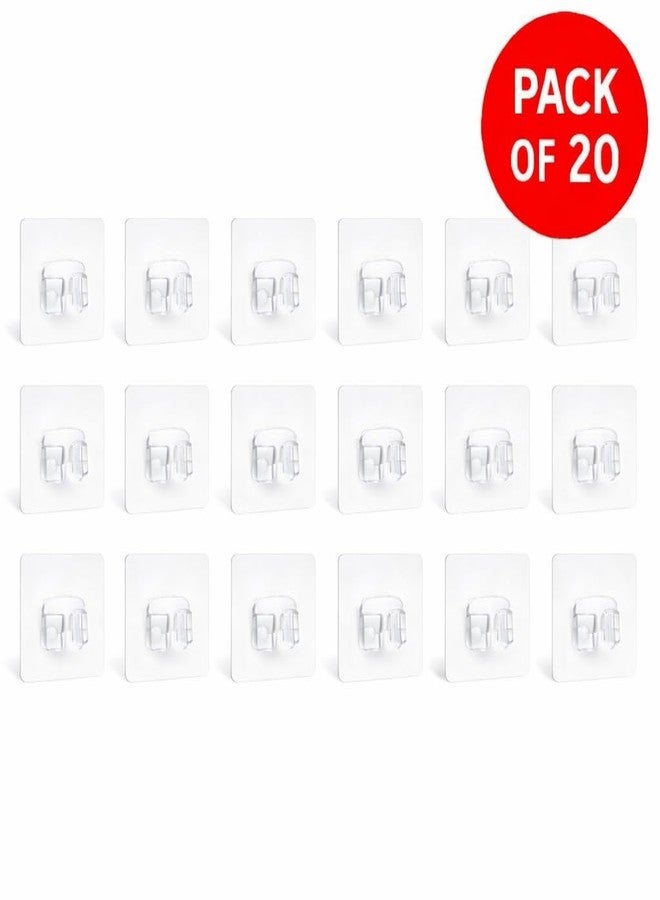 CentraLit Transparent Self Adhesive Wall Hooks (20 Pieces) – Heavy Duty Clear Sticky Hooks for Bathroom, Kitchen, Door & Wall – Waterproof No Drill Strong Adhesive Hook Set - Image 3