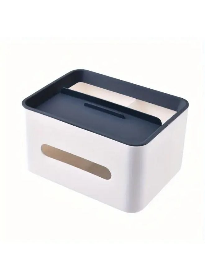 Blue Desktop Drawer Organizer with Storage Compartments Remote Control Pen Glasses Holder - Image 1