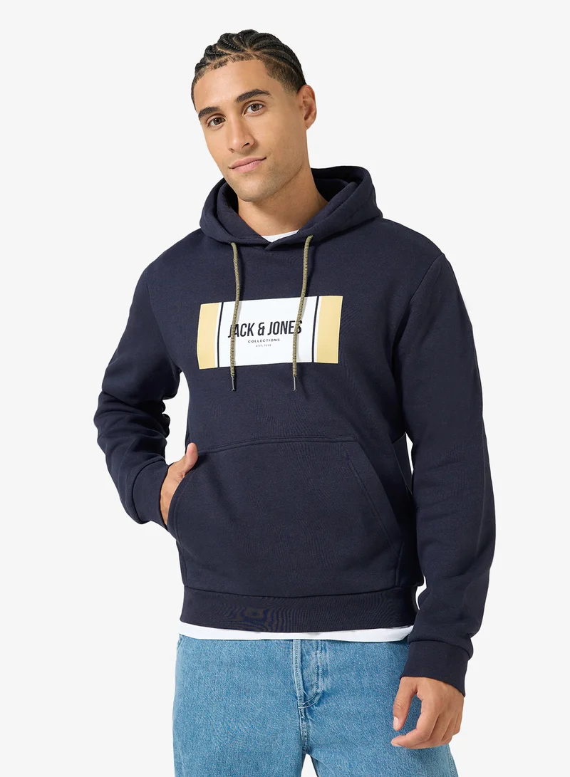 JACK & JONES Logo Regular Fit Pullover Hoodie