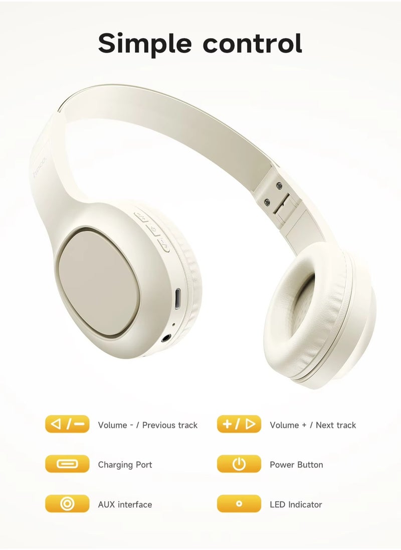 hoco. - HOCO W46 Wireless Bluetooth 5.3  & wired Headphone 40MM Speaker Music Earphone For Sports Gaming Folding Design Easy to Carry Headset for Android and IOS Supports BT and AUX playback modes Compatible with Mobile Phones, Tablets, Laptop and Computer - Image 1