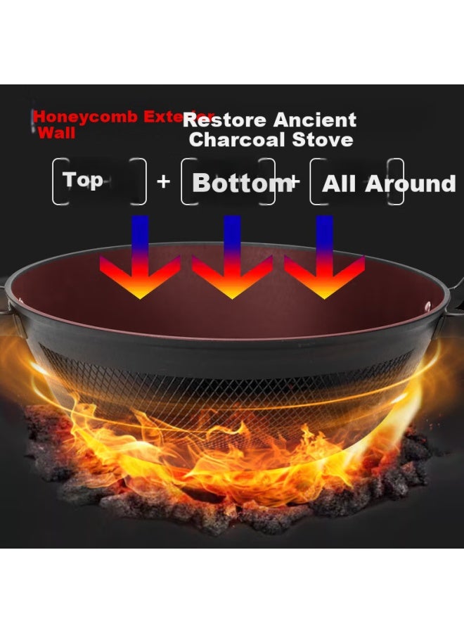 Olofe Iron Wok Large Stew Pot For Home Use, Non-coated, Open Flame Large Stew Pot, Zhang Tiejiang Firewood Stove, Cangqiong Cast Iron Stew And Stir-fry Pan, 34cm - Image 3
