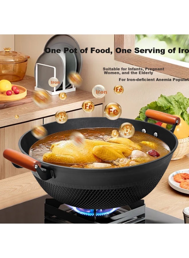 Olofe Iron Wok Large Stew Pot For Home Use, Non-coated, Open Flame Large Stew Pot, Zhang Tiejiang Firewood Stove, Cangqiong Cast Iron Stew And Stir-fry Pan, 34cm - Image 5