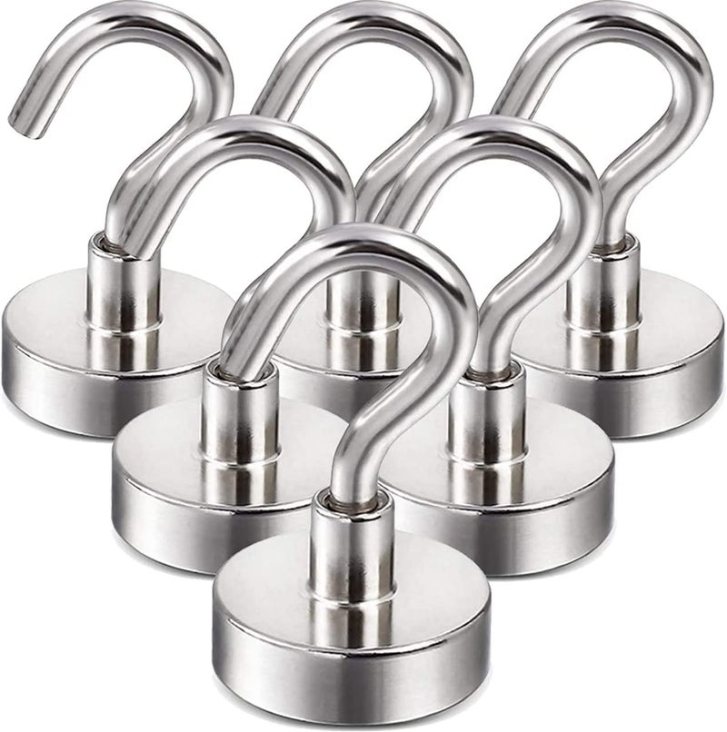 RIOMTRIC Magnetic Hooks Heavy Duty Cruise SHooks Earth Magnets with Hook for Refrigerator Extra Strong Cruise Hook for Hanging Magnetic Hanger for Curtain Grill Magnetic Hooks 6 pcs - Image 1