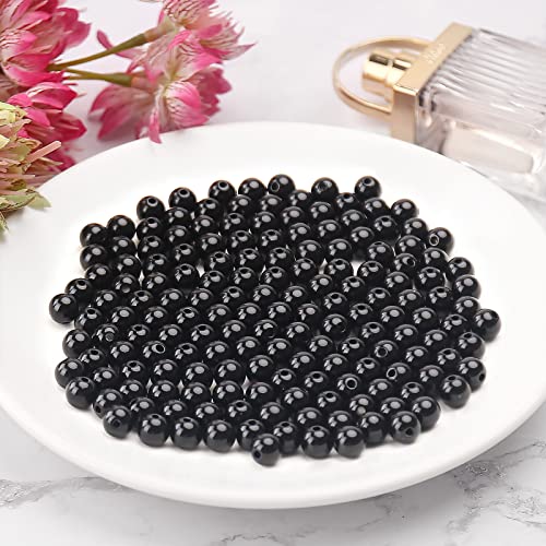 BONNY BOXX 1000PCs 6MM Smooth Black Acrylic Round Beads, Round Acrylic Balls Gumball Beads, Bubblegum Beads Chunky Beads, Plastic Resin Beads for Necklace and Bracelet Making, Crafting Supplies - Image 5