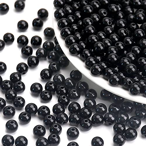 BONNY BOXX 1000PCs 6MM Smooth Black Acrylic Round Beads, Round Acrylic Balls Gumball Beads, Bubblegum Beads Chunky Beads, Plastic Resin Beads for Necklace and Bracelet Making, Crafting Supplies - Image 2