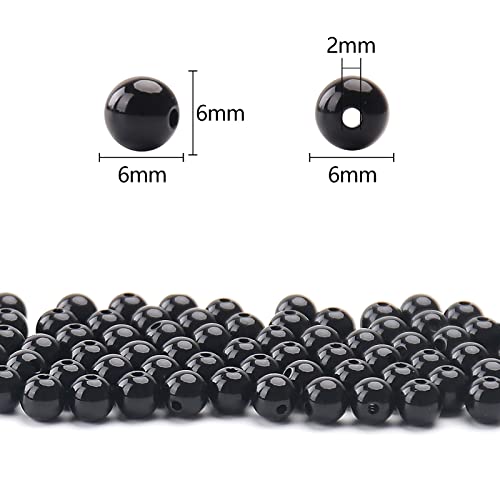 BONNY BOXX 1000PCs 6MM Smooth Black Acrylic Round Beads, Round Acrylic Balls Gumball Beads, Bubblegum Beads Chunky Beads, Plastic Resin Beads for Necklace and Bracelet Making, Crafting Supplies - Image 3