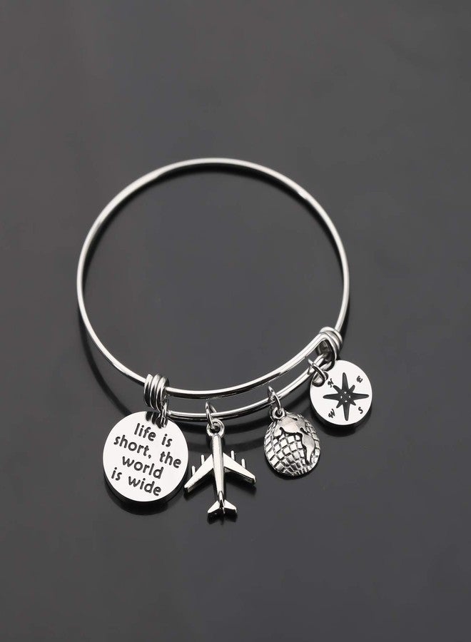 Gzrlyf Wanderlust Journey Jewelry - Life Is Short The World Is Wide Traveler Bracelet - World Travel Gift - Image 3