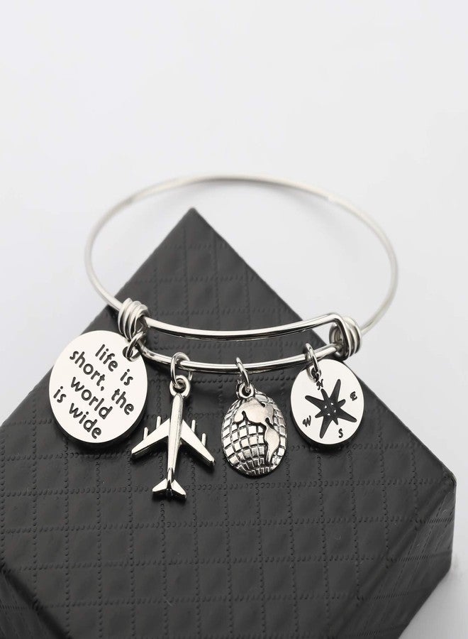 Gzrlyf Wanderlust Journey Jewelry - Life Is Short The World Is Wide Traveler Bracelet - World Travel Gift - Image 4