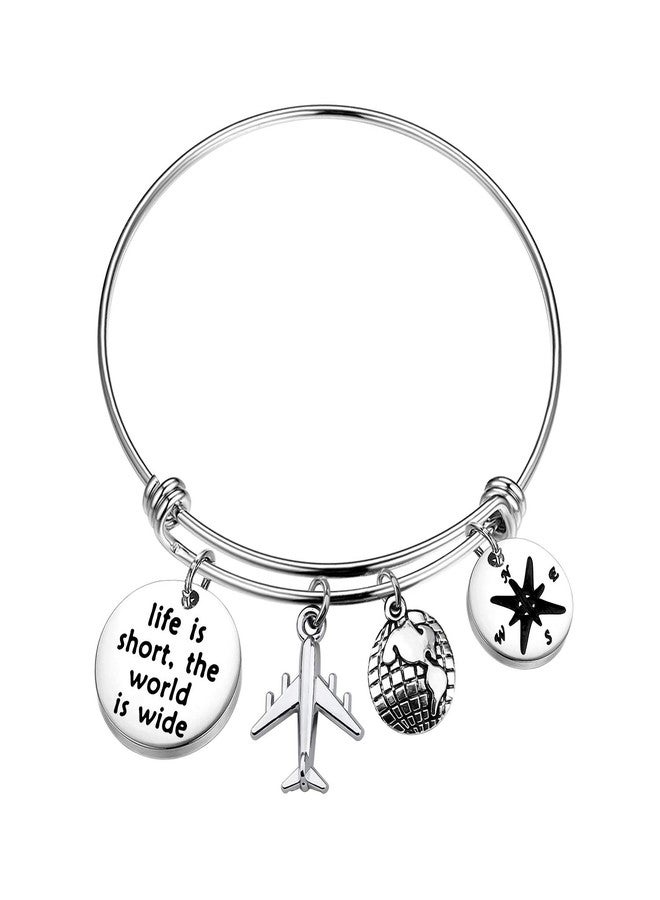 Gzrlyf Wanderlust Journey Jewelry - Life Is Short The World Is Wide Traveler Bracelet - World Travel Gift - Image 1