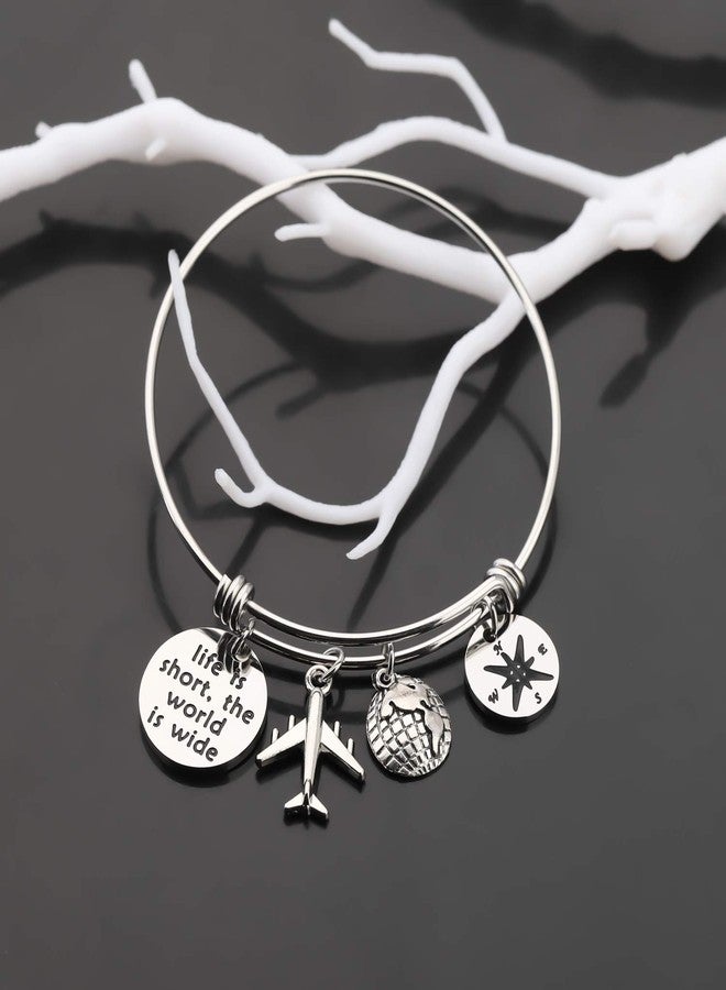 Gzrlyf Wanderlust Journey Jewelry - Life Is Short The World Is Wide Traveler Bracelet - World Travel Gift - Image 2