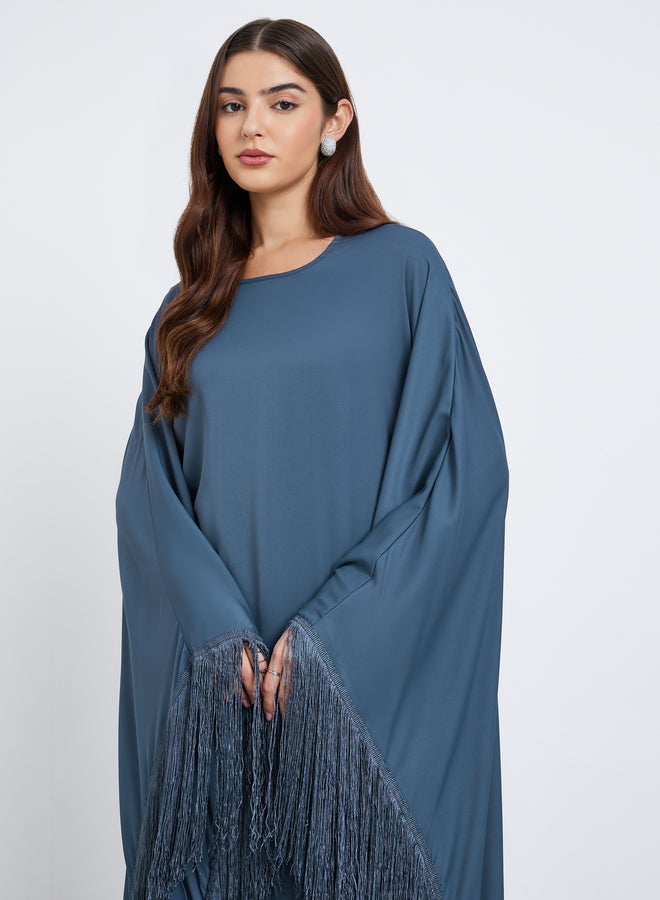 ستايلي فستان طويل بتفاصيل شراشيب - Image 3