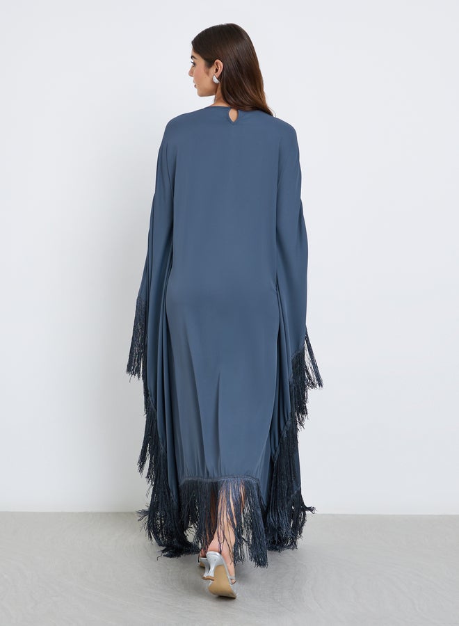 ستايلي فستان طويل بتفاصيل شراشيب - Image 5