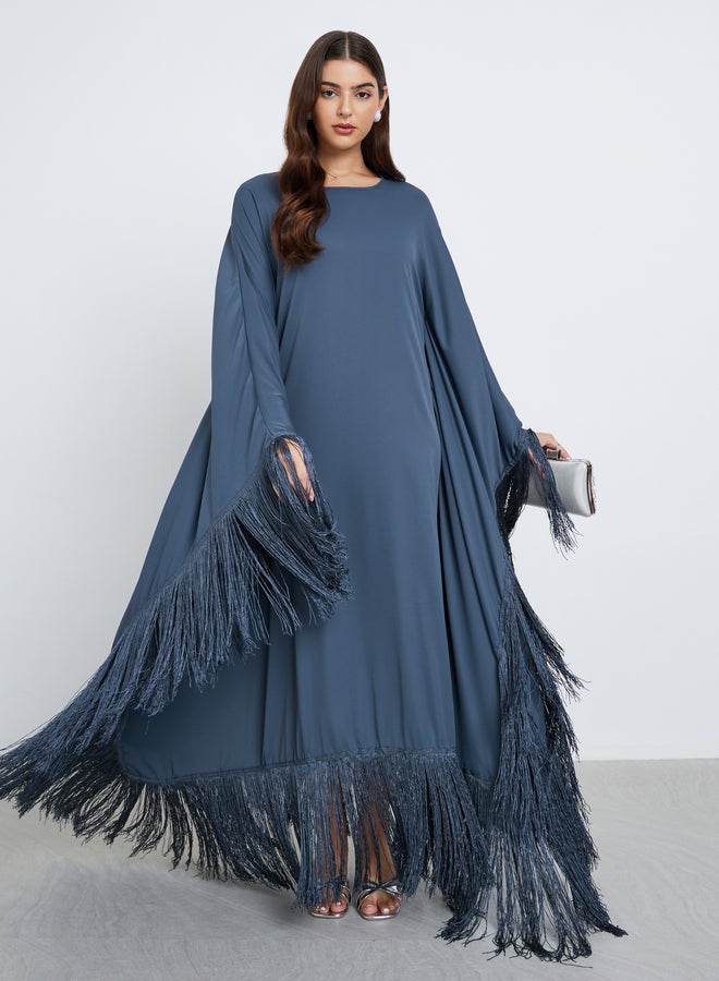 ستايلي فستان طويل بتفاصيل شراشيب - Image 1