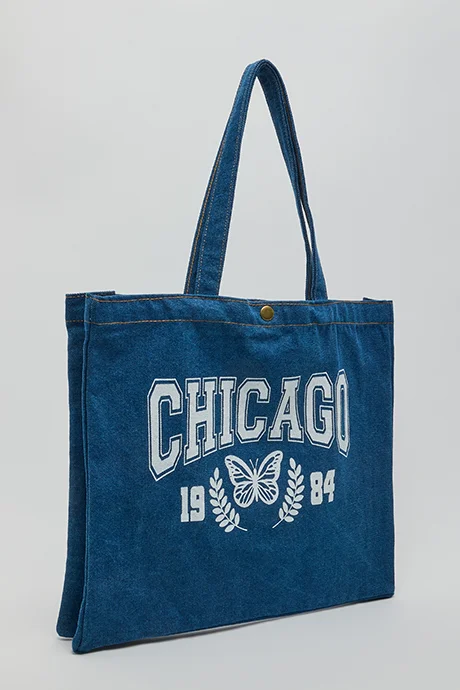 أر أند بي Printed Denim Shoulder Bag