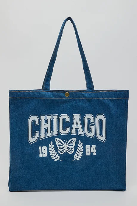 أر أند بي Printed Denim Shoulder Bag