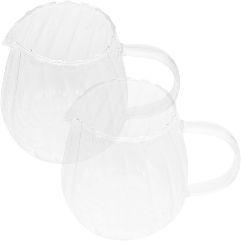 Artibetter 2pcs Small Glass Creamer Pitcher Milk Jug, Striped Glass Tea Dispenser for Home Coffee and Party Use - Image 1