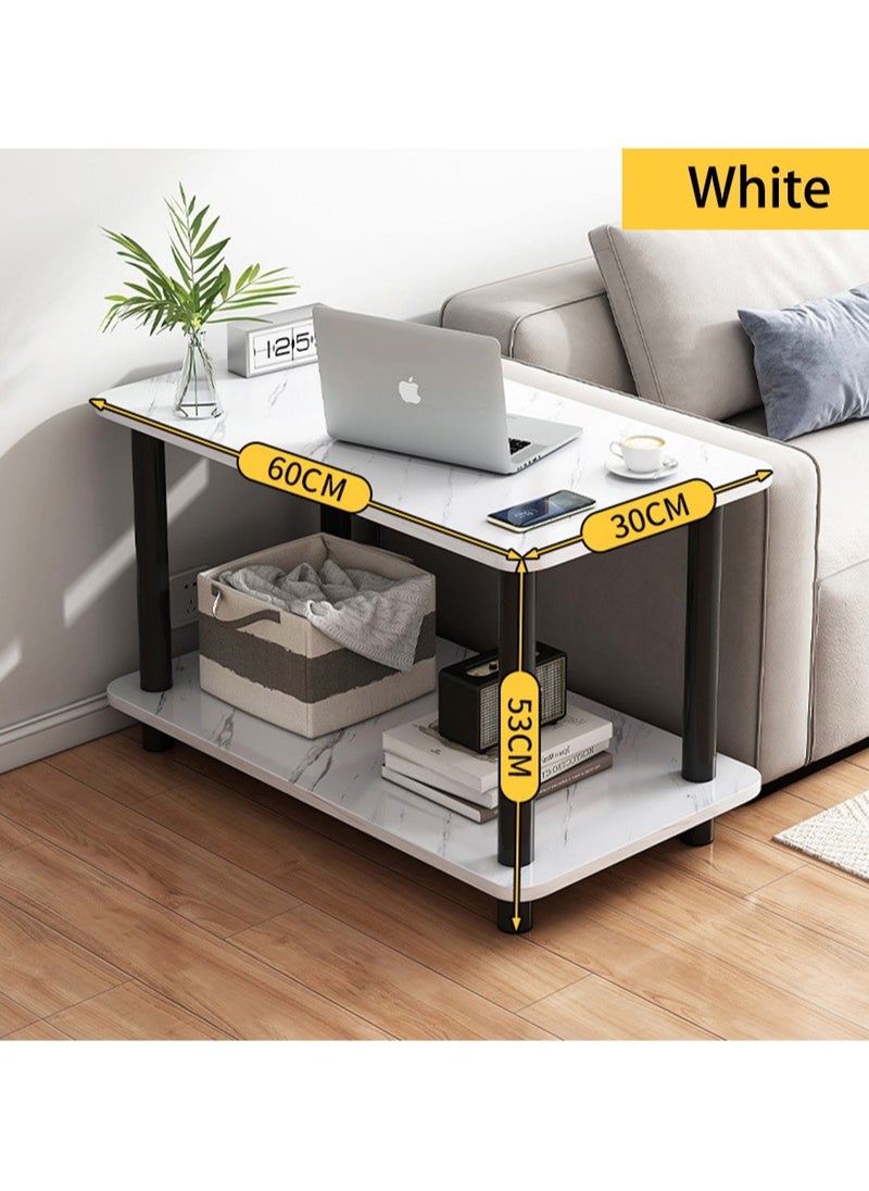 2 Tier Living Room End Table Boho Side Table with Storage Shelf Nightstand Bedside Table Sofa Table for Small Spaces Bedroom Living Room Entryway Farmhouse Easy Assembly