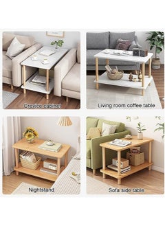 VUCATIN 2 Tier Living Room End Table Boho Side Table with Storage Shelf Nightstand Bedside Table Sofa Table for Small Spaces Bedroom Living Room Entryway Farmhouse Easy Assembly  - Image 5