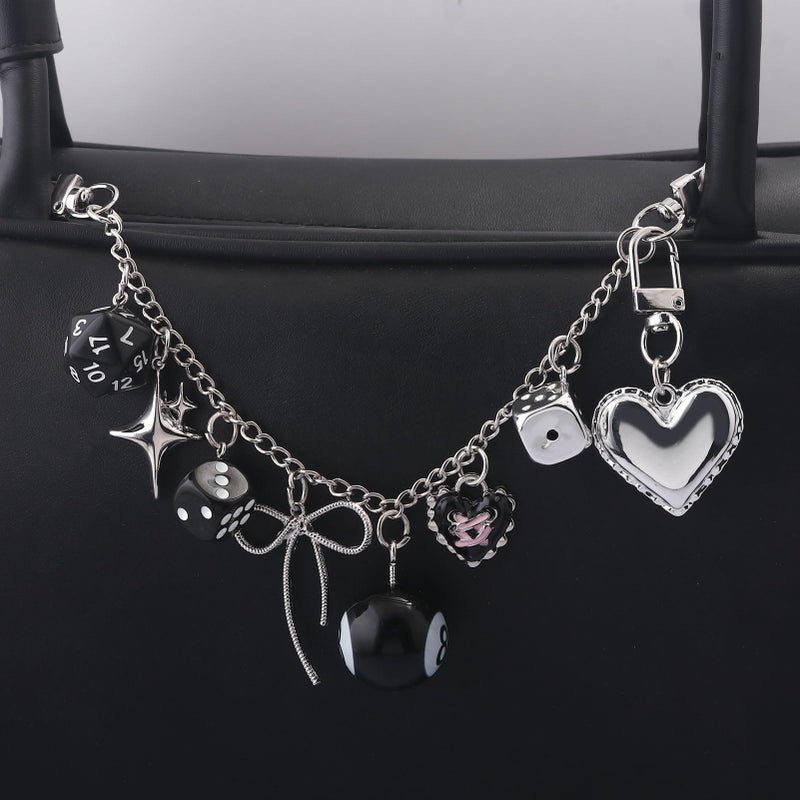 SORGERLY 8 Ball Dice Purse Charm Chain - Cool Tote Bag Handbag Accessories - Y2K Cute Key Chain Gifts for Women - Image 3