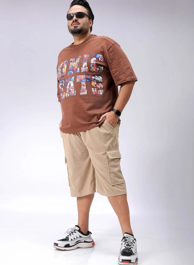 HARDSODA Men Plus Size Loose Fit Self Design Cargo Shorts