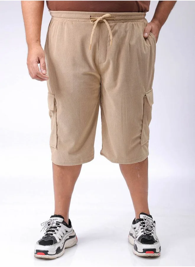 HARDSODA Men Plus Size Loose Fit Self Design Cargo Shorts
