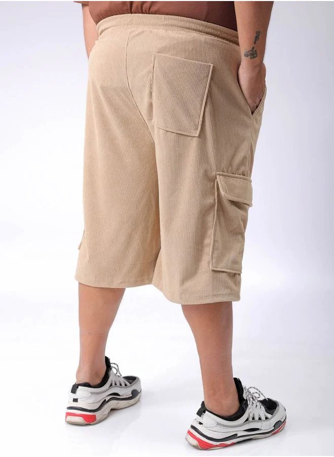 HARDSODA Men Plus Size Loose Fit Self Design Cargo Shorts