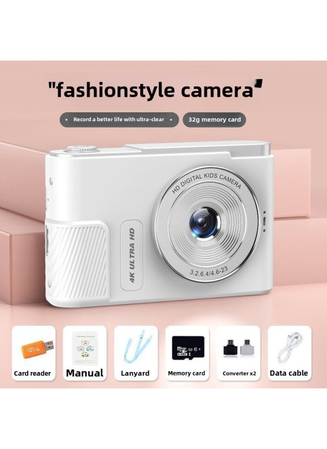 Generic High-definition Self-timer Student Ccd Retro Digital Camera Front And Back Double Camera Portable Small Campus Card Machine-Body Color:Youth White 4400w Front And Rear Cameras + Filters - Package Three  - Image 1