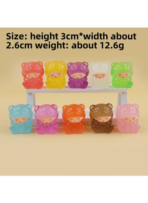 [Yunmeng Series Collection] Solid Luminous Bear Gummy Resin Ornament Pair-to-Pair Push Pushing Blind Bag-Color:Luminous Cloud Dream Bear [10 Color Mixed Hair]-Specifications:One [blind Bag] For Complete Sets, Please Place Your Order In Multiples Of 10
