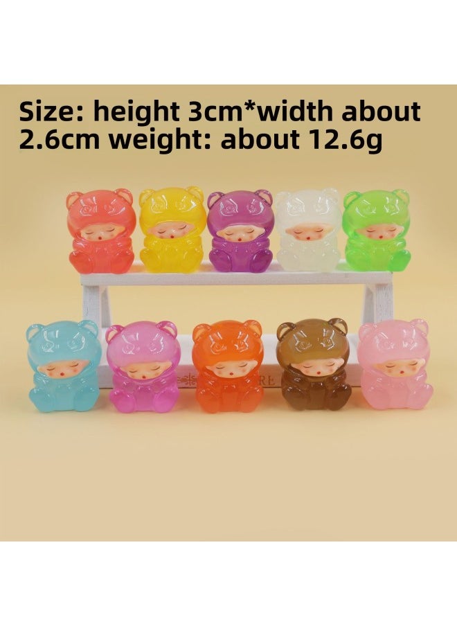 null - [Yunmeng Series Collection] Solid Luminous Bear Gummy Resin Ornament Pair-to-Pair Push Pushing Blind Bag-Color:Luminous Cloud Dream Bear [10 Color Mixed Hair]-Specifications:One [blind Bag] For Complete Sets, Please Place Your Order In Multiples Of 10 - Image 1