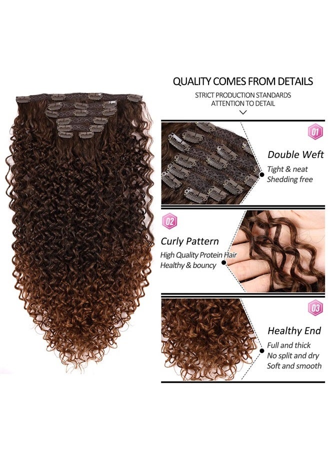 BHF 26 inch Kinky Curly Clip In Hair Extensions 140g Double Weft Curly Wave Clips in on Synthetic Hair Extensions Hair pieces for Women 7pieces (#MT4/30) - Image 3
