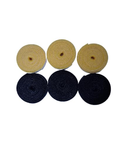 Generic Reusable Cable Tie Roll Hook and Loop Fastener Tape 1 Meter 12mm Black Yellow Pack of 6  - Image 5