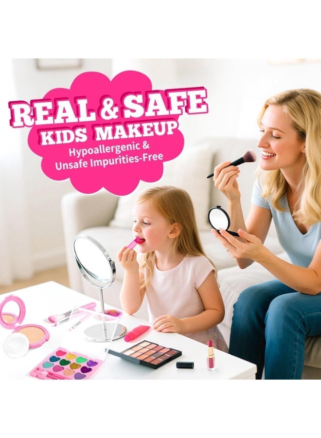 YAIUZGOO Kids Makeup Kit for Girls, Washable Non-Toxic Real Makeup Set with Unicorn Case, Safe Cosmetic Toy for Kids Skin, Gift for Girls Age 3-10 Birthday Play Set - Image 3