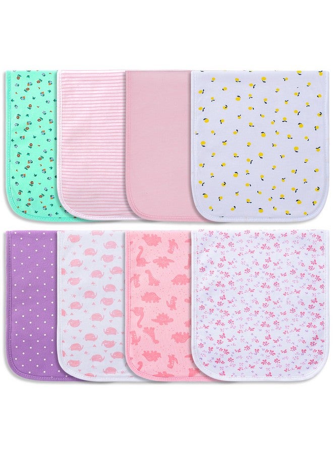 Hakochia Burp Cloths for Baby Girls Organic Cotton Large Burp Clothes Extra Absorbent Soft Burping Rags Spit Up Cloth Sets for Newborns 8 Pack - Image 1