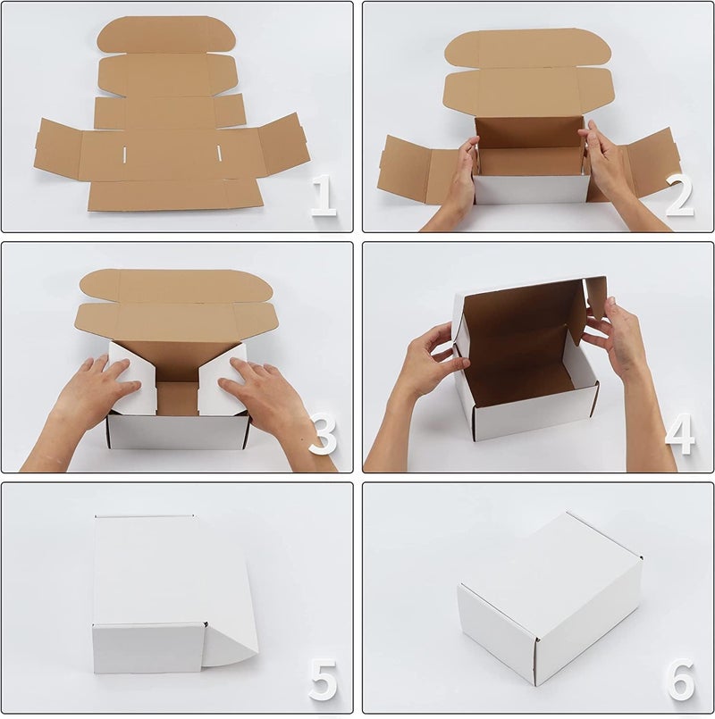 HORLIMER Pack of 25 Small Shipping Boxes, 330 x 254 x 51 mm Packaging Boxes with Lid for Goods Shipment, Gift Box, Folding Box, Postal Box (White) - Image 4